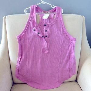 FREE PEOPLE ✨ We The Free Rib Racer Back Henley Tank (New w/o original tag)